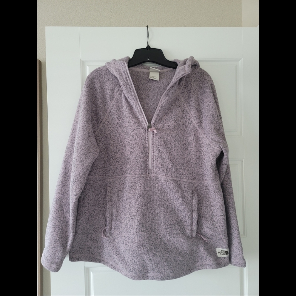 North Face purple half zip fleece hoodie